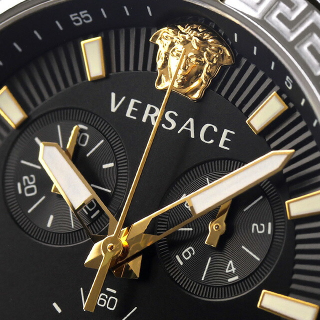 VERSACE(ヴェルサーチ)の【新品】ヴェルサーチ VERSACE 腕時計 メンズ VESO01123 スポーティー グレカ クオーツ ブラックxシルバー アナログ表示 メンズの時計(腕時計(アナログ))の商品写真