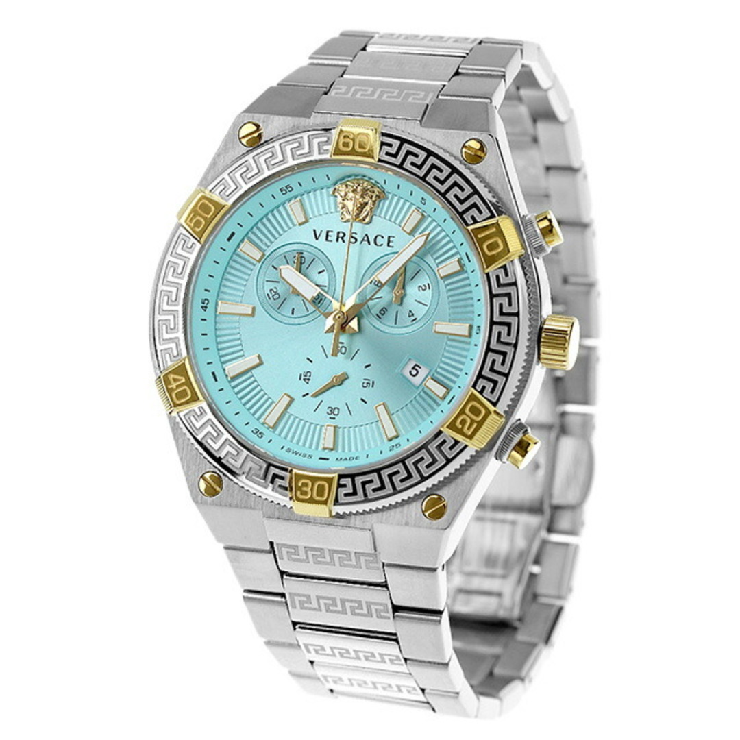 VERSACE(ヴェルサーチ)の【新品】ヴェルサーチ VERSACE 腕時計 メンズ VESO01223 スポーティー グレカ クオーツ ライトブルーxシルバー アナログ表示 メンズの時計(腕時計(アナログ))の商品写真