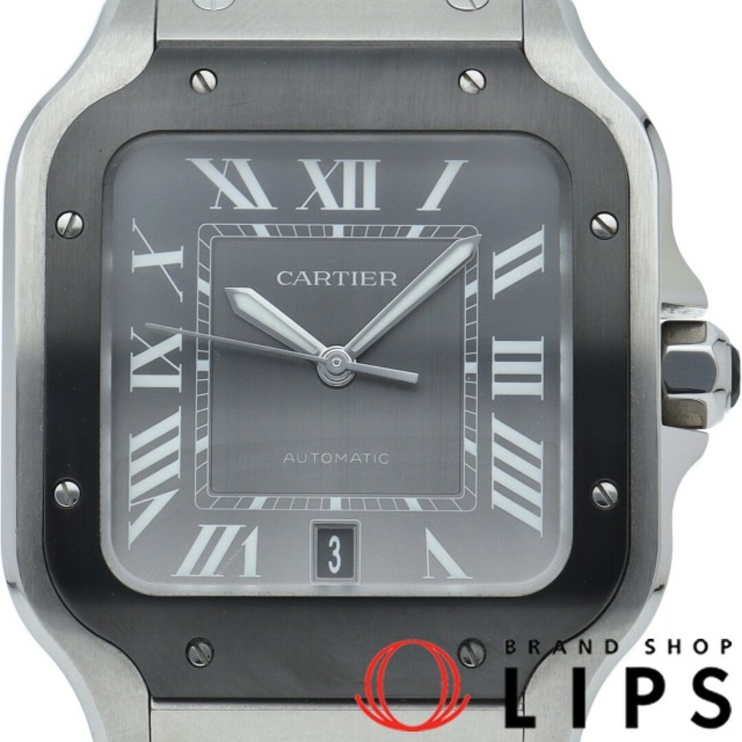 Cartier カルティエ サントス L M メンズ 腕時計 コマ 駒 2コマ シルバー 良品 M12681