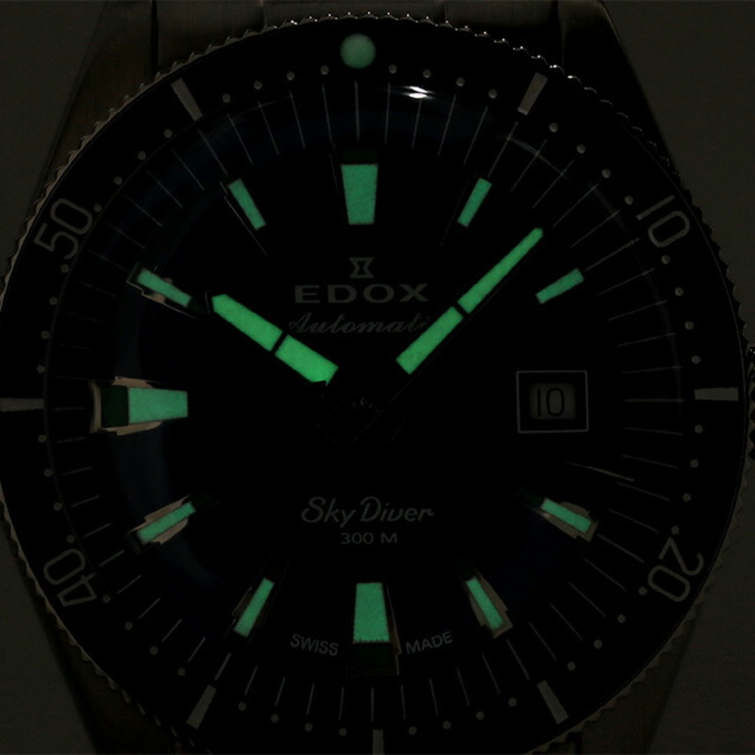 エドックス EDOX 腕時計 メンズ 80126-3BUN-BUIN スカイダイバー デイト オートマティック リミテッドエディション 自動巻き  ブルーxシルバー アナログ表示