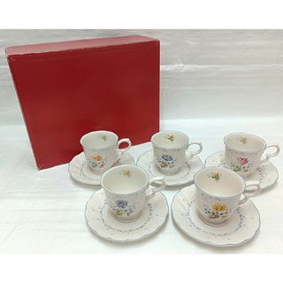 ニッコー(NIKKO)の・レトロ　中古未使用　NIKKO 陶磁器　花模様カップ&ソーサー5客セット(食器)