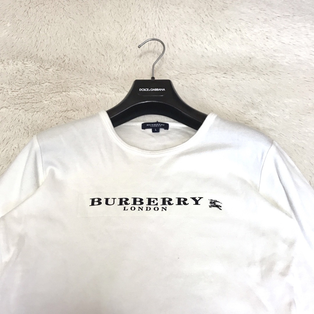 BURBERRY(バーバリー)の美品 BURBERRY センターロゴ コットン スウェット トレーナー 白 レディースのトップス(トレーナー/スウェット)の商品写真