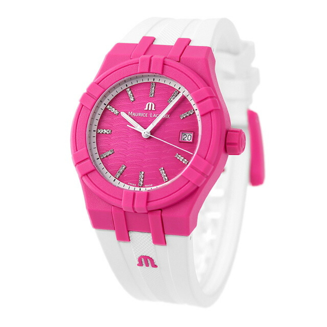 【新品】モーリスラクロア MAURICE LACROIX 腕時計 メンズ AI2008-FFFF1-3A0-0 クオーツ ピンクxホワイト アナログ表示腕時計(アナログ)