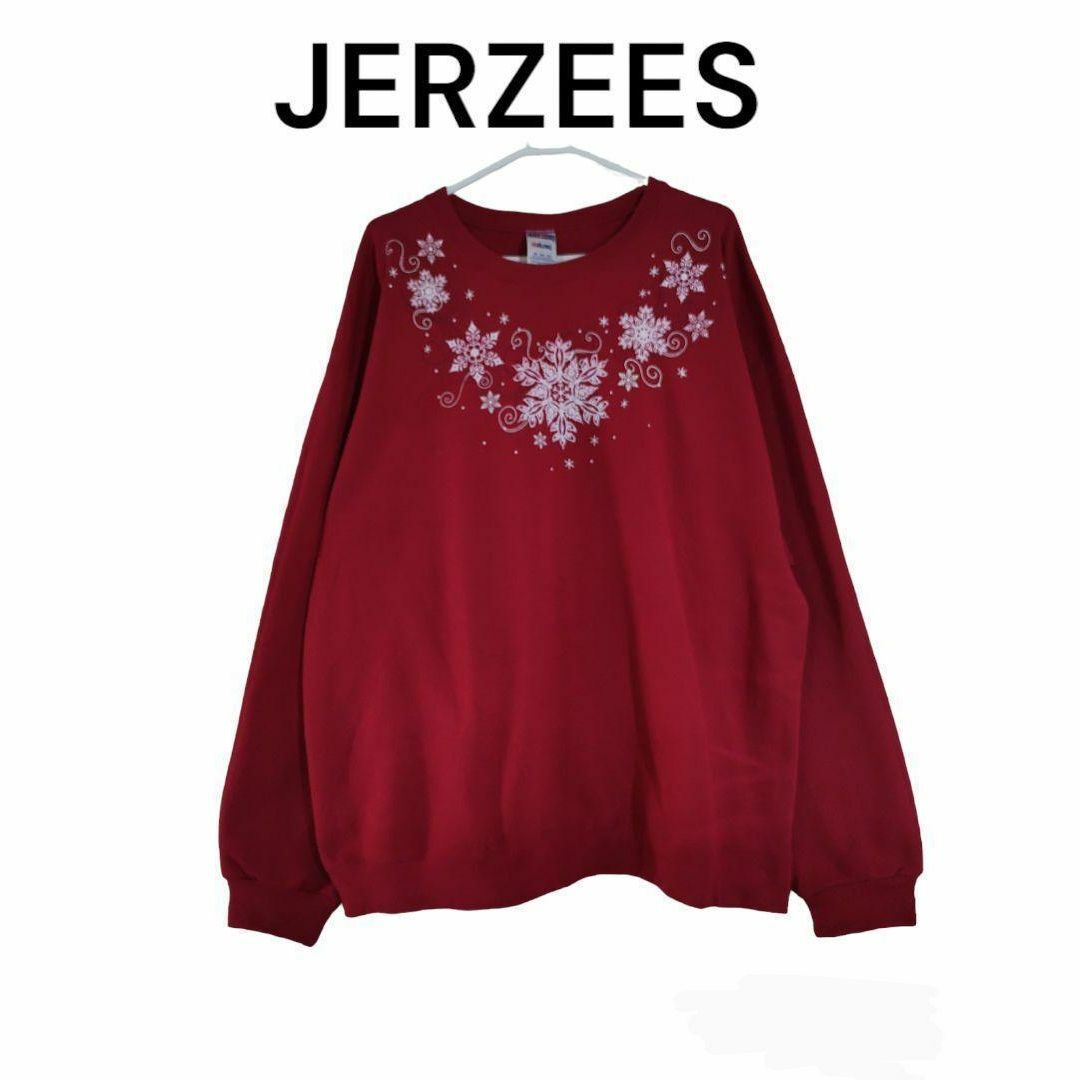 JERZEES(ジャージーズ)のジャージーズ　古着　スウェット　トレーナー　花柄　結晶　雪 メンズのトップス(スウェット)の商品写真