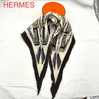 お値下げ　HERMES プリーツスカーフ　難あり