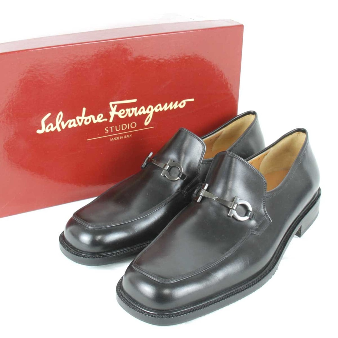 約30cmJP靴サイズ『USED』 Salvatore Ferragamo フェラガモ 0186137 ローファー カーフ ブラック