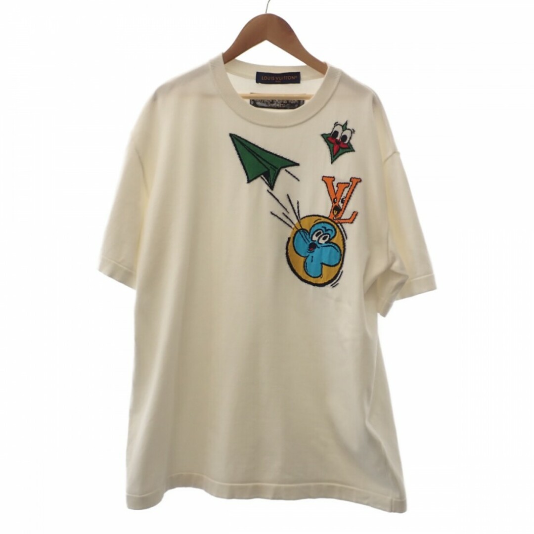 【ABランク】LOUIS VUITTON ルイヴィトン モノグラムコミックス クルーネックTシャツ 半袖 トップス 1AB54E コットン ホワイト Lサイズ【ISEYA】