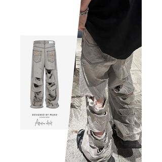 バレンシアガ(Balenciaga)の期間限定値下げ　バックデストロイダメージ　デニムパンツ　ストリート　韓国　好きに(デニム/ジーンズ)