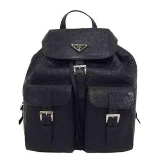 PRADA プラダ リュック レザー/オーストリッチ/バックパック/ブラック/1BZ006/7/ブランドバック/Aランク/04【中古】(リュック/バックパック)