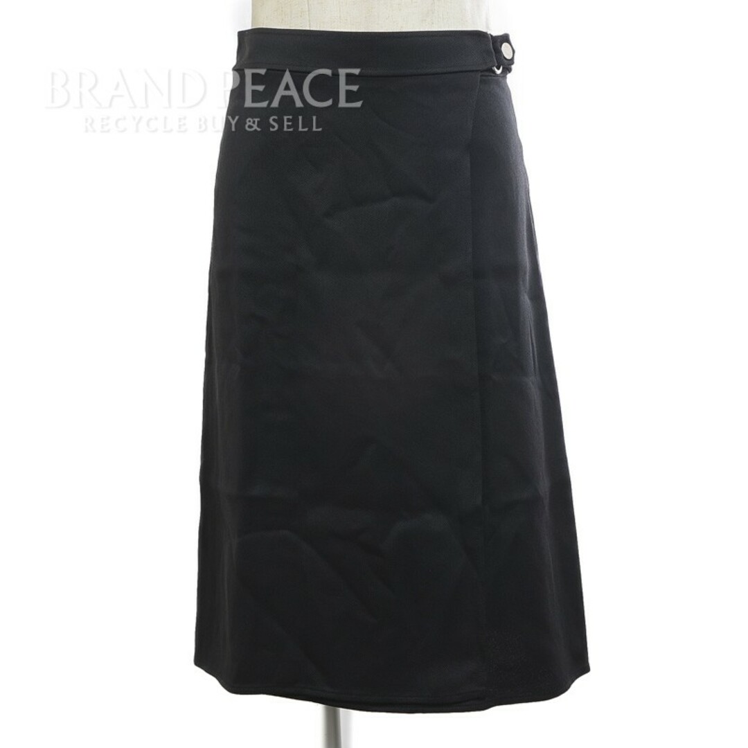 Hermes(エルメス)のエルメス ラップスカート レーヨン/シルク ブラック シルバー金具 34サイズ レディースのスカート(ひざ丈スカート)の商品写真