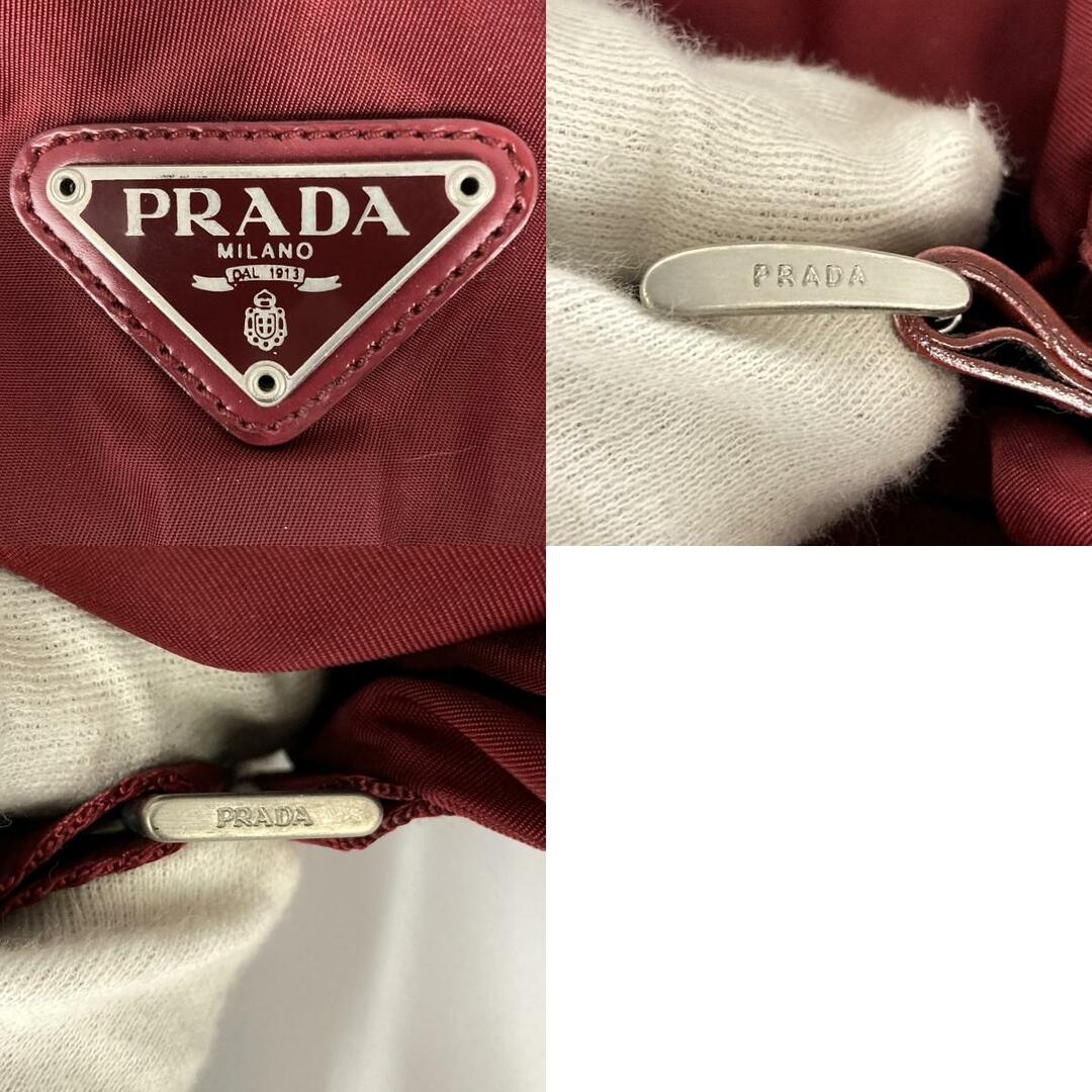 中美品 PRADA プラダ リュック デイパック ナイロンバッグ トライアングルロゴ レッド ナイロン レディース メンズ ファッション USED