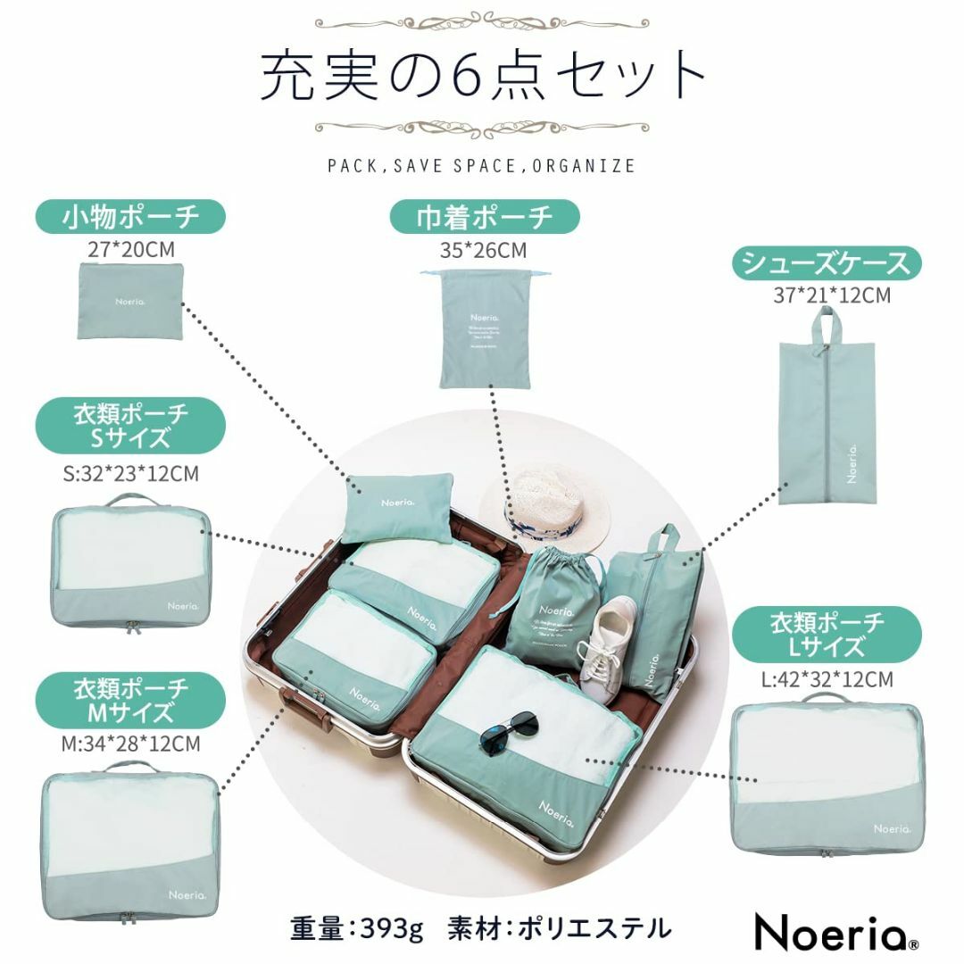 色: ラベンダーピンク】Noeria トラベルポーチ 6点セット 洗濯可 メッ ...