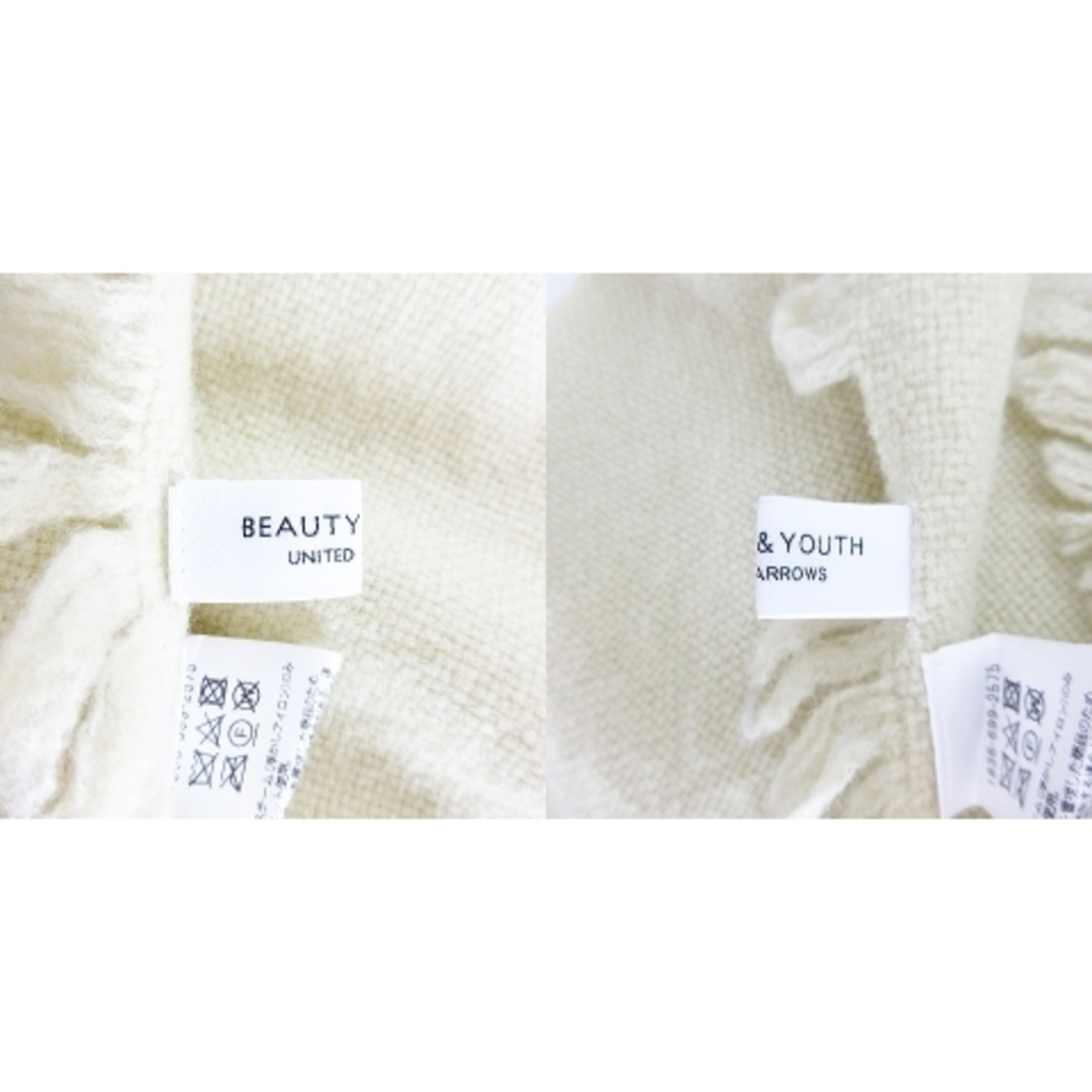 BEAUTY&YOUTH UNITED ARROWS(ビューティアンドユースユナイテッドアローズ)のB&Y ユナイテッドアローズ 大判 マフラー ストール フリンジ ウール 黄 レディースのファッション小物(マフラー/ショール)の商品写真