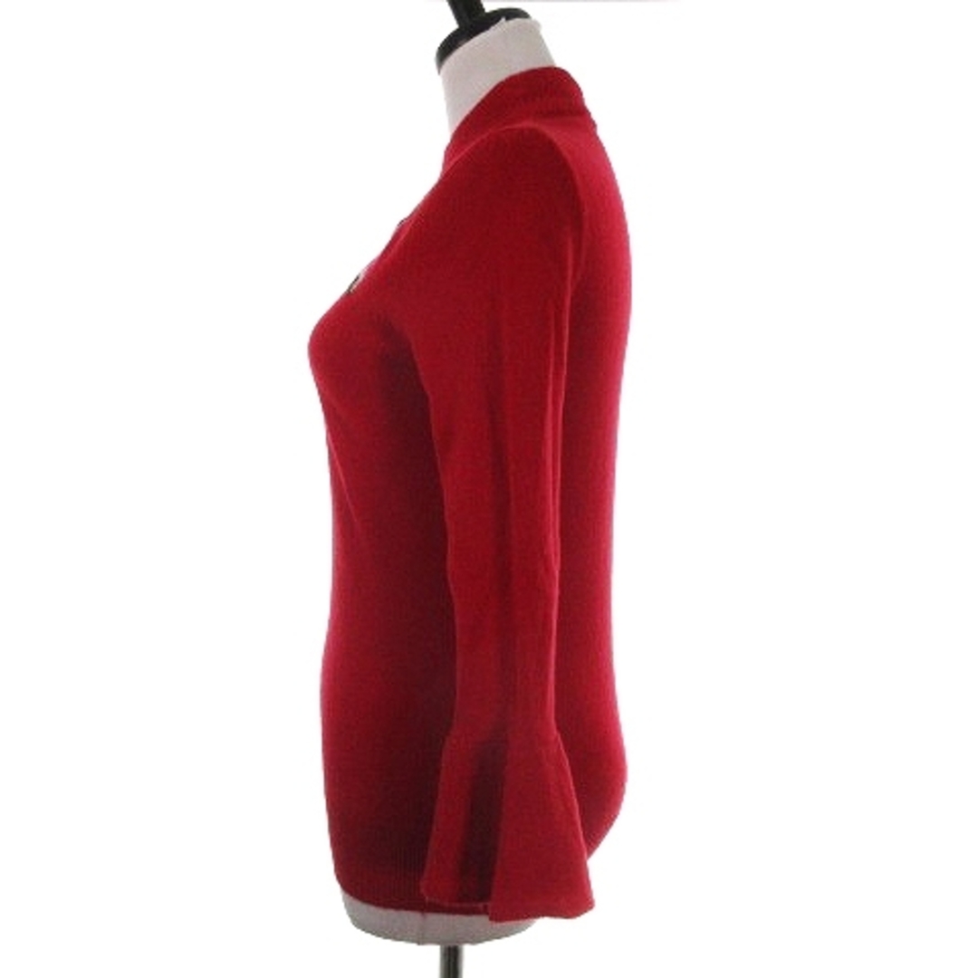 ケイトスペード ニット カットソー  モックネック フレア袖 刺繍 XS 赤 レディースのトップス(ニット/セーター)の商品写真