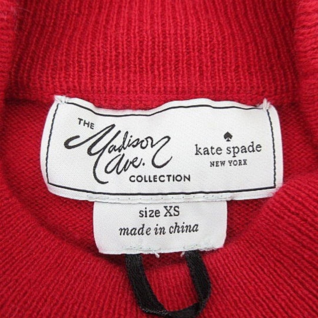 ケイトスペード ニット カットソー  モックネック フレア袖 刺繍 XS 赤 レディースのトップス(ニット/セーター)の商品写真