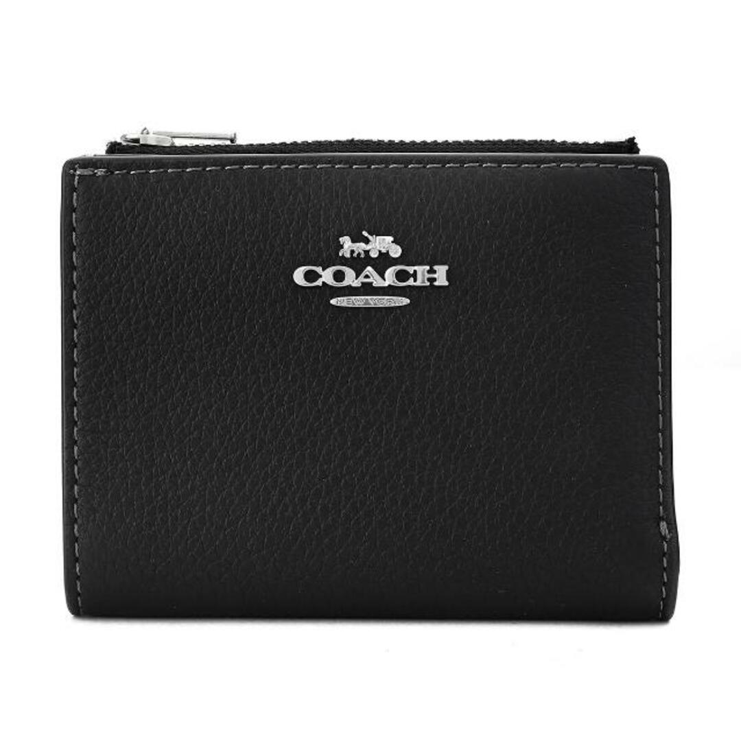 新品 コーチ 2つ折り財布 ウォレット ブラック ぺブルドレザー COACH