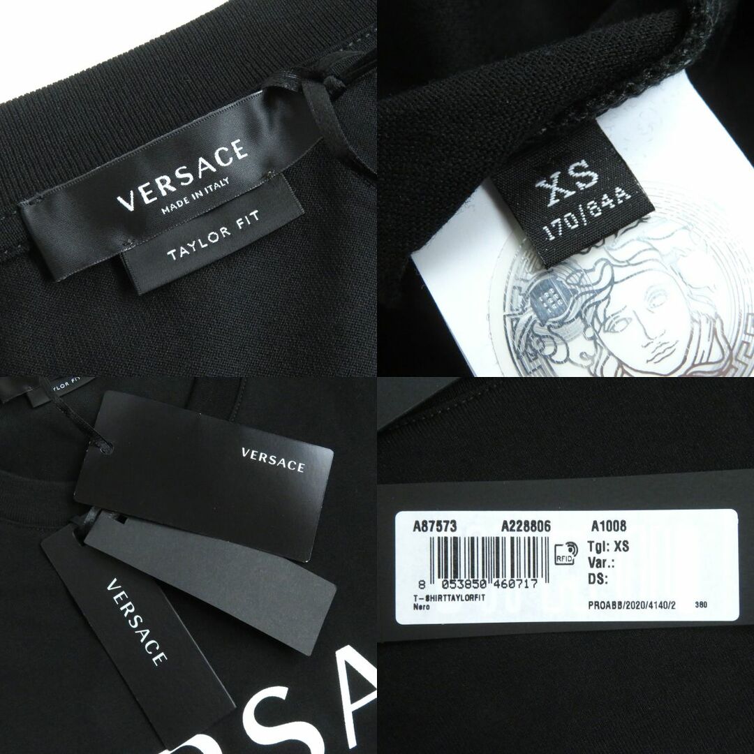 美品 ヴェルサーチ VERSACE Tシャツ カットソー 半袖 ショートスリーブ メデューサ ロゴ柄 トップス メンズ XS ブラック