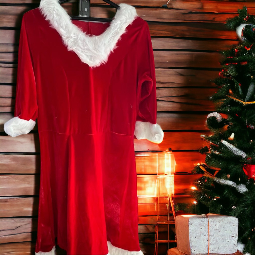 (N)サンタクロース衣装　仮装　クリスマス　パーティ　アイドル　可愛い　未使用 エンタメ/ホビーのコスプレ(衣装一式)の商品写真