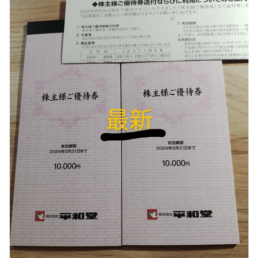 最新　平和堂 株主優待　20000円分 チケットの優待券/割引券(ショッピング)の商品写真