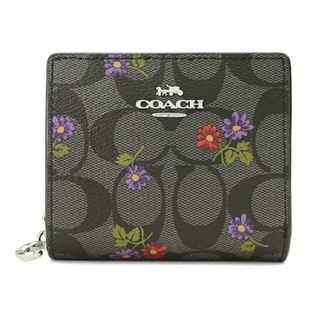 コーチ COACH スナップ ウォレット・ハッピー ドッグ 二つ折り財布 黒