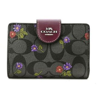 コーチ(COACH)の新品 コーチ COACH 2つ折り財布 ミディアム コーナー ジップ ウォレット グラファイト/ディープベリー(財布)