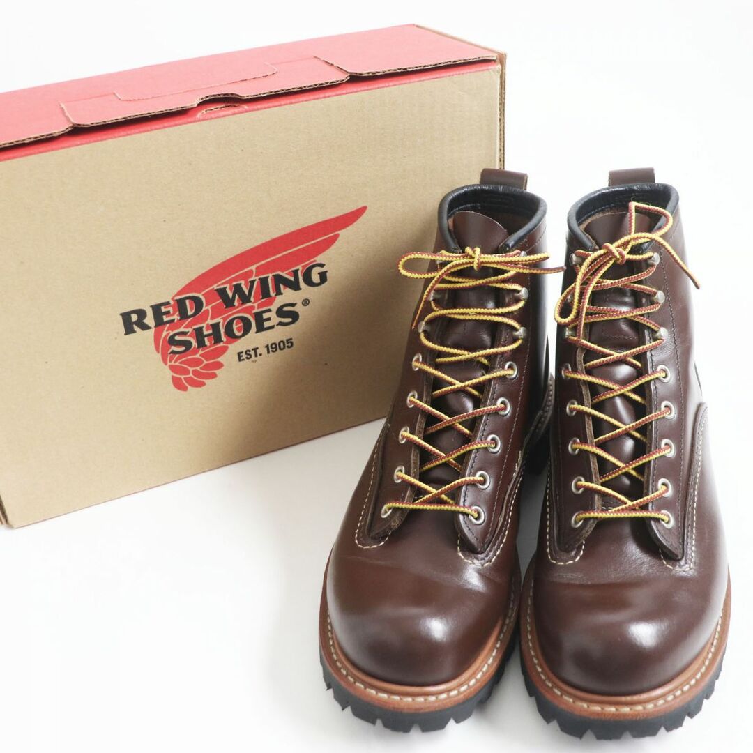 REDWING(レッドウィング)の美品□RED WING/レッドウィング 2933 LINEMAN 6インチ ラインマン レザー ワークブーツ/アンクルブーツ チョコレート UK7 USA製 メンズ メンズの靴/シューズ(ブーツ)の商品写真