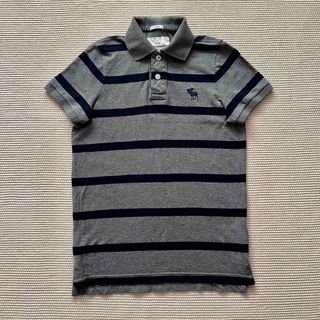 アバクロンビーアンドフィッチ(Abercrombie&Fitch)の【美品】アバクロンビーKIDS ポロシャツ グレー&紺ボーダー XL(160)(Tシャツ/カットソー)