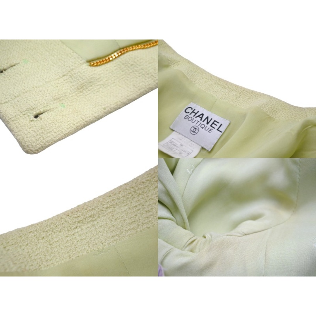 CHANEL - CHANEL シャネル ノーカラー ジャケット 95P グリーン CHANEL - CHANEL シャネル ノーカラー ジャケット 95P グリーン
