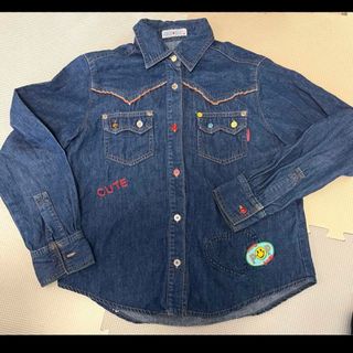 Y2K kids 150 ANGEL BLUE ワッペンボアデニムジャケット