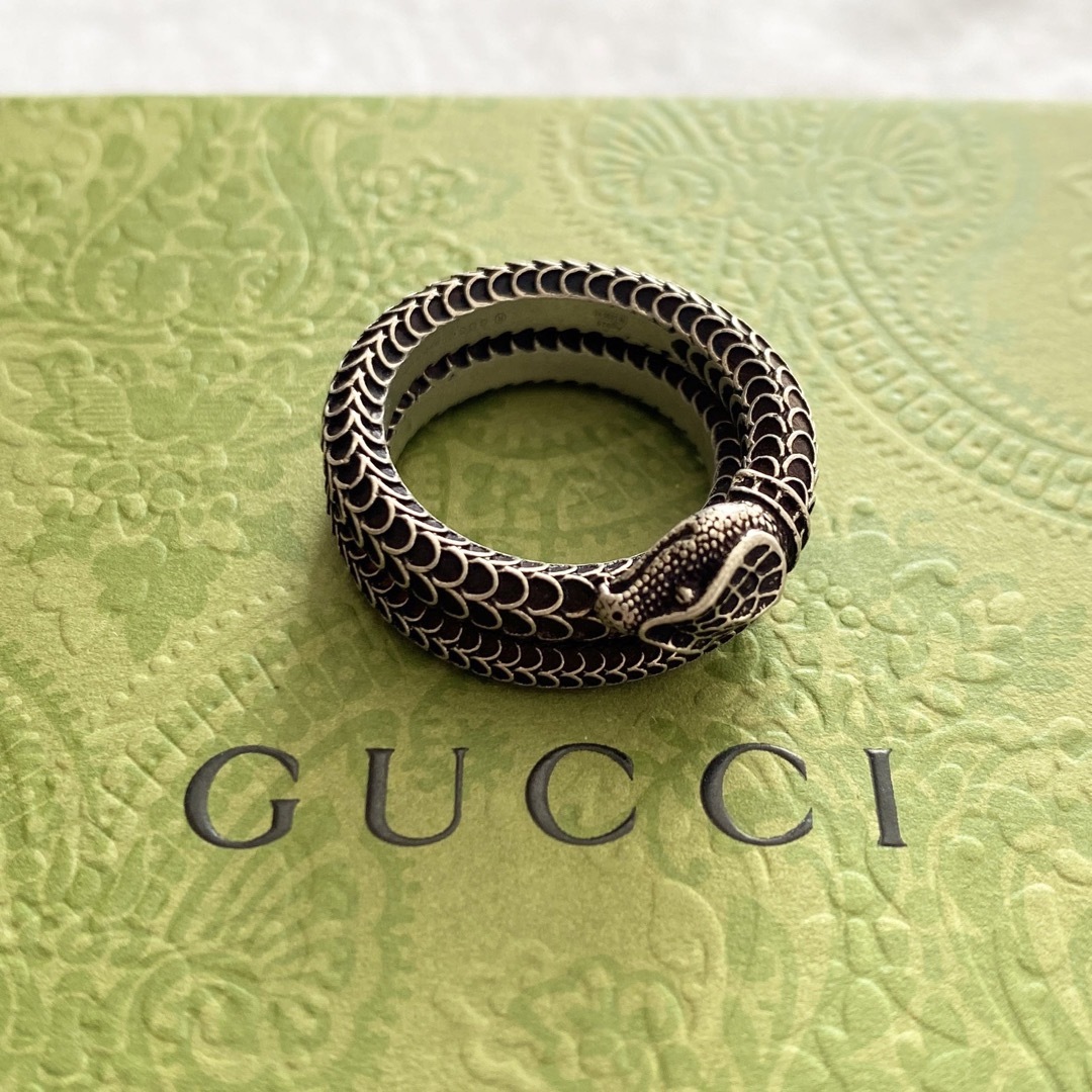 美品 GUCCI スネーク シルバー リング ヘビ 蛇 指輪 グッチ 燻し-