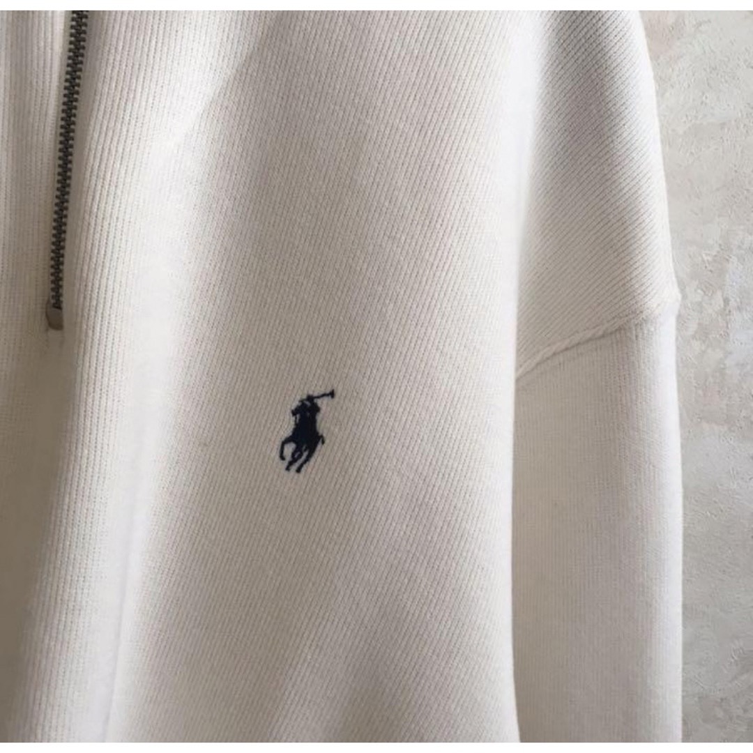 【希少‼︎】ラルフローレン 刺繍ロゴ ハーフジップ スウェット ホワイト