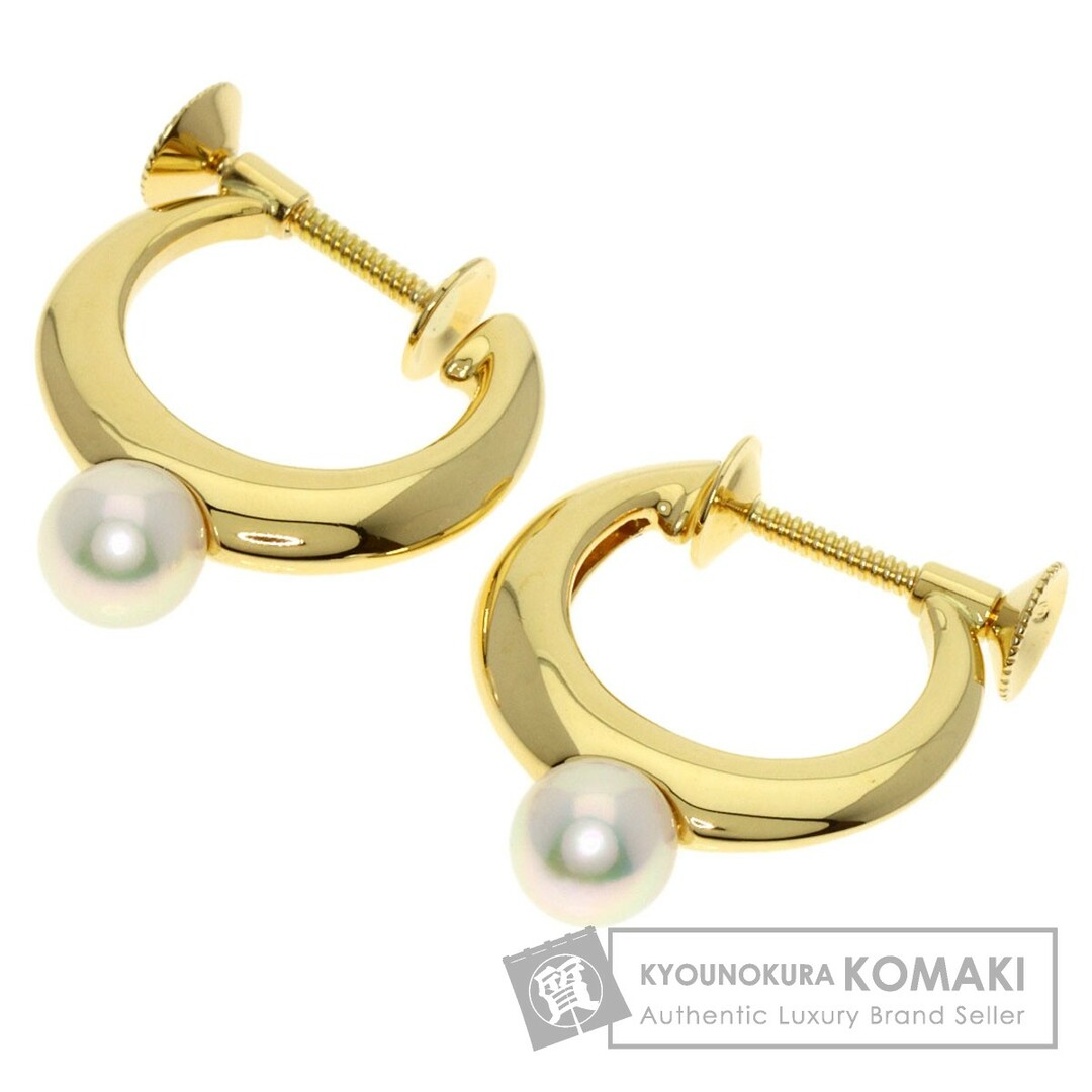 1ヶ月MIKIMOTO アコヤパール 真珠 フープ イヤリング K18YG レディース