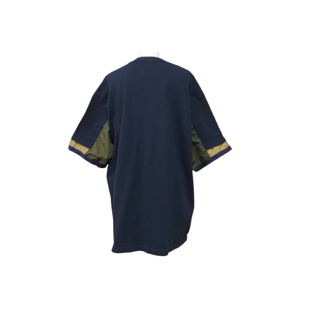 Sacai サカイ 半袖Ｔシャツ 異素材 ドッキング サイドスナップ ネイビー カーキ サイズ4 22-02733M 美品  56011