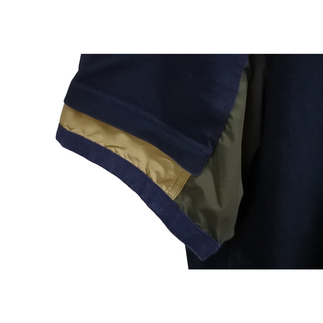 Sacai サカイ 半袖Ｔシャツ 異素材 ドッキング サイドスナップ ネイビー カーキ サイズ4 22-02733M 美品  56011