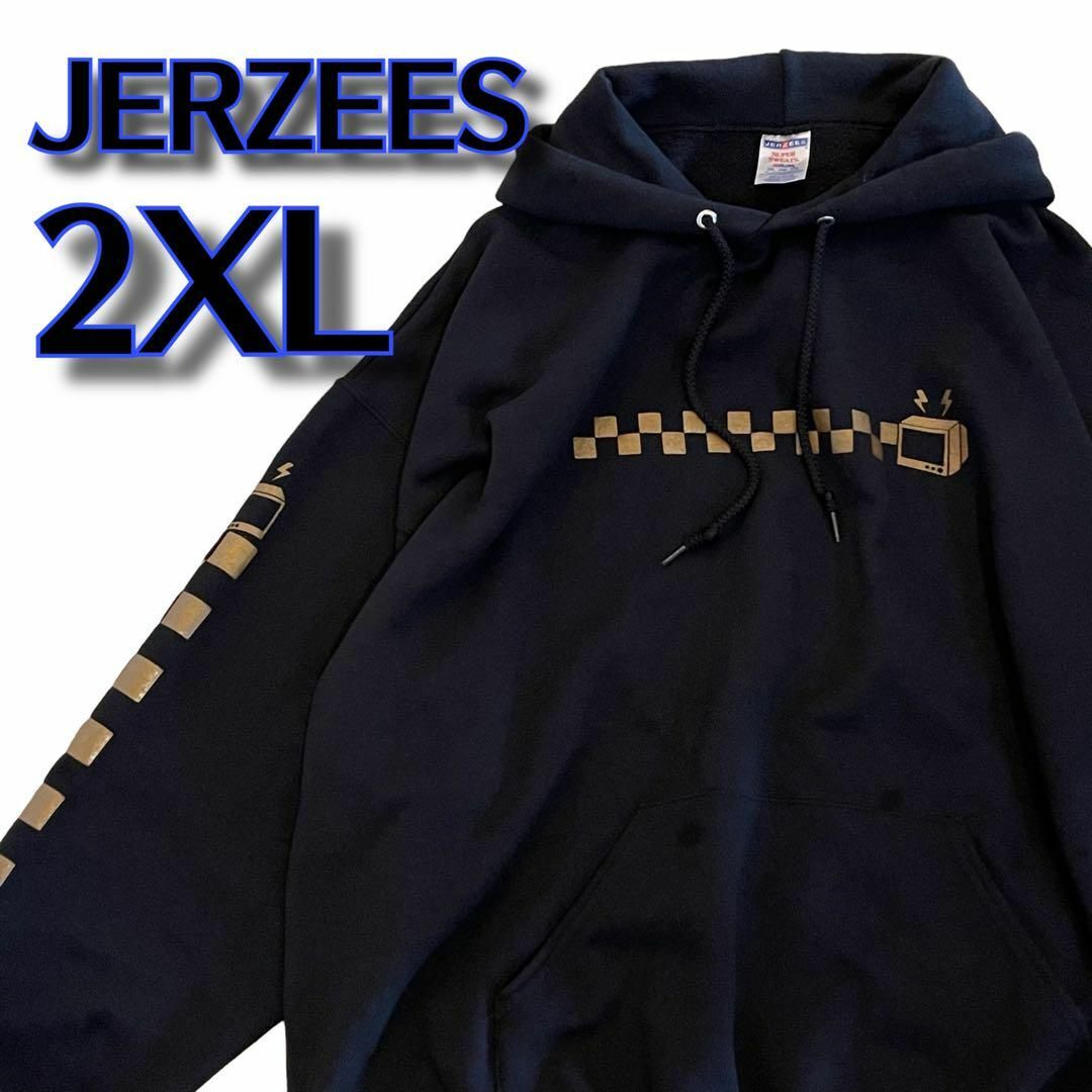 JERZEES(ジャージーズ)の【377】　JERZEES ジャージーズ　オーバーサイズパーカー　フード付き　黒 メンズのトップス(パーカー)の商品写真