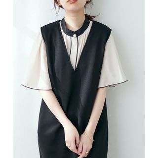 ELIN エリン 日本製 back open shirt バックオープンシャツ 11802-12-3033 38 オフホワイト スタンドカラー トップス【ELIN】