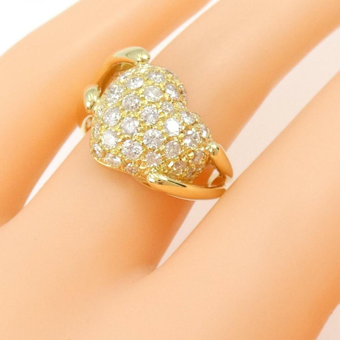 K18YG パヴェ ハート ダイヤモンド リング 1.04CT レディースのアクセサリー(リング(指輪))の商品写真