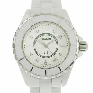 シャネル(CHANEL)のシャネル CHANEL J12 レディース クォーツ 腕時計 セラミック/SS 8Pダイヤモンド ホワイトシェル文字盤 H2422 中古 新入荷 CH0893(腕時計)