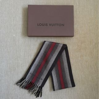 極美品▼LOUIS VUITTON ルイヴィトン M77047 エシャルプ プティ ダミエ グラデーション ウール100% マフラー 紺×青 伊製 メンズ 正規品 箱　p01-st30323-912