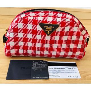 売り切り価格！【新品・美品】PRADA  ギンガムチェック 赤   ポーチ