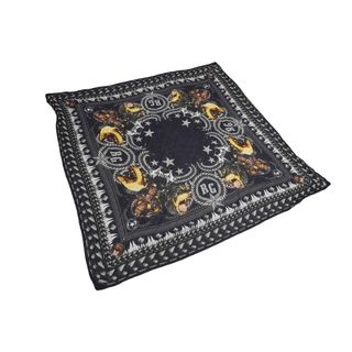 ジバンシィ(GIVENCHY)のGivenchy ジバンシー ストール バンダナ ハンカチ ロットワイラーモチーフ モーダル カシミヤ ネイビー 135×135 美品 中古 56265(ストール/パシュミナ)