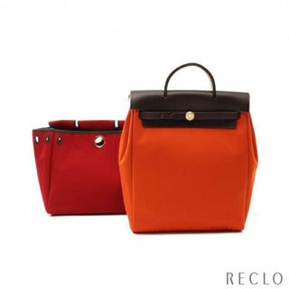 エルメス(Hermes)のエールバッグ アドPM バックパック リュックサック トワルアッシュ レザー オレンジレッド ダークブラウン ゴールド金具 □H刻印(リュック/バックパック)