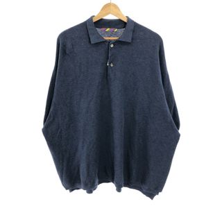 イズネス(is-ness)のis-ness イズネス KNITTED BIG POLO ビッグサイズニットポロシャツ ネイビー M(シャツ)