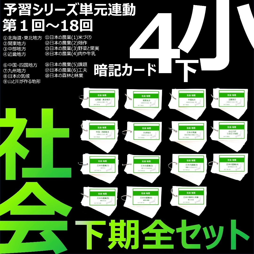 中学受験【4年下全セット 社会 1-18回】組分けテスト対策 予習シリーズ-