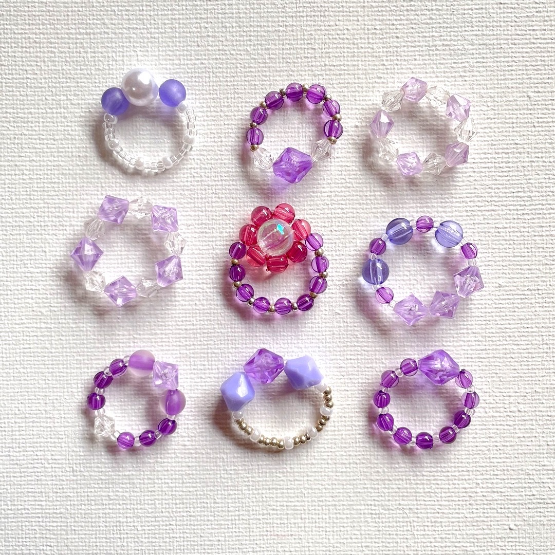 ⭐︎お楽しみ⭐︎キッズリング　purple ハンドメイドのアクセサリー(リング)の商品写真