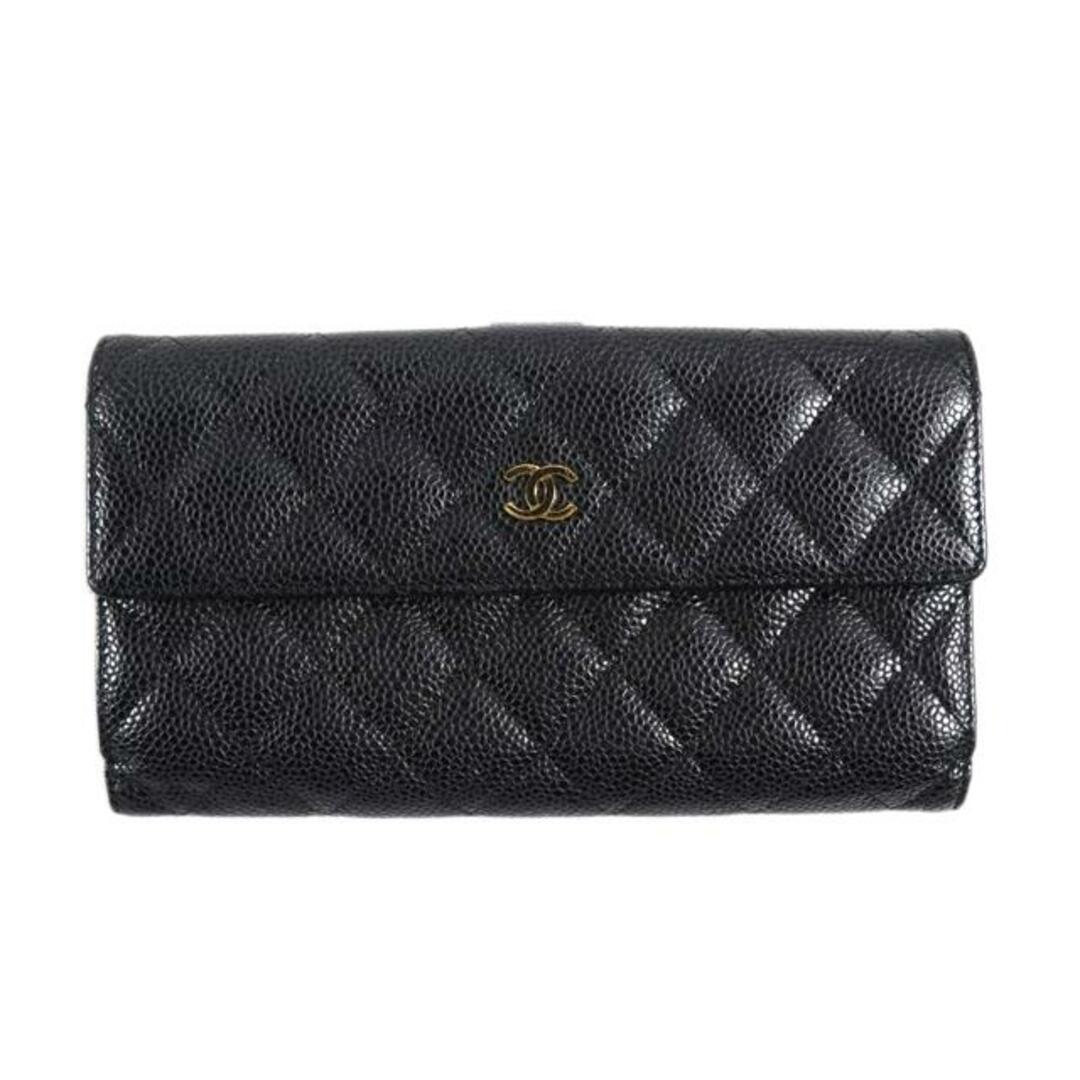 <br>CHANEL シャネル/キャビアスキン マトラッセ Wホック長財布/A48983/183*****/シャネル/Bランク/79約W19×H105×D2内装