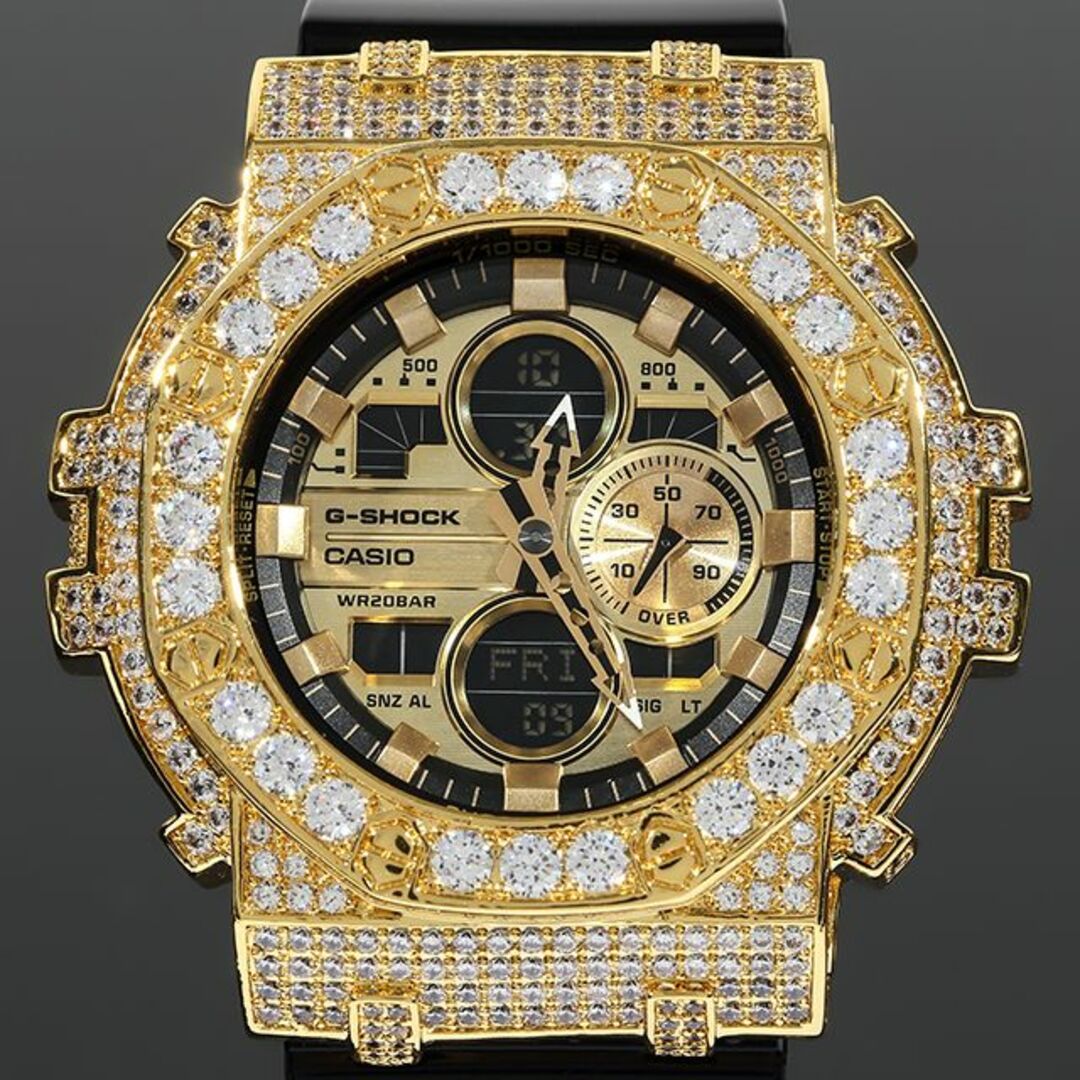 G-SHOCK(ジーショック)のG-SHOCK カスタム GA140GB CZダイヤ（キュービックジルコニア）ゴールドダイアル Gショック ベゼル 18K GOLD メンズの時計(腕時計(アナログ))の商品写真