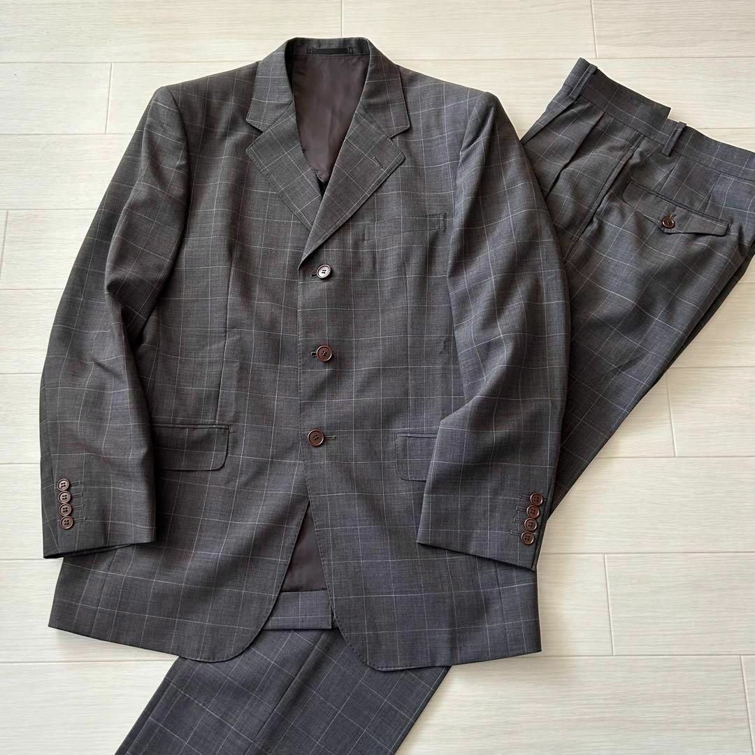 マーガレットハウエル メンズ セットアップスーツ 美品 チェック マーガレットハウエル メンズ セットアップスーツ 美品 チェック