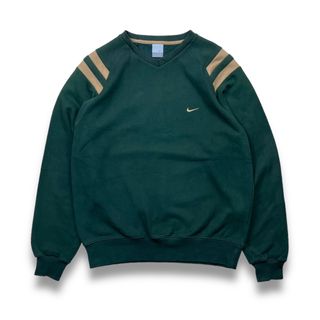 ナイキ(NIKE)の00s Y2K NIKE ナイキ ヴィンテージＶネックスウェットシャツ グリーン(スウェット)