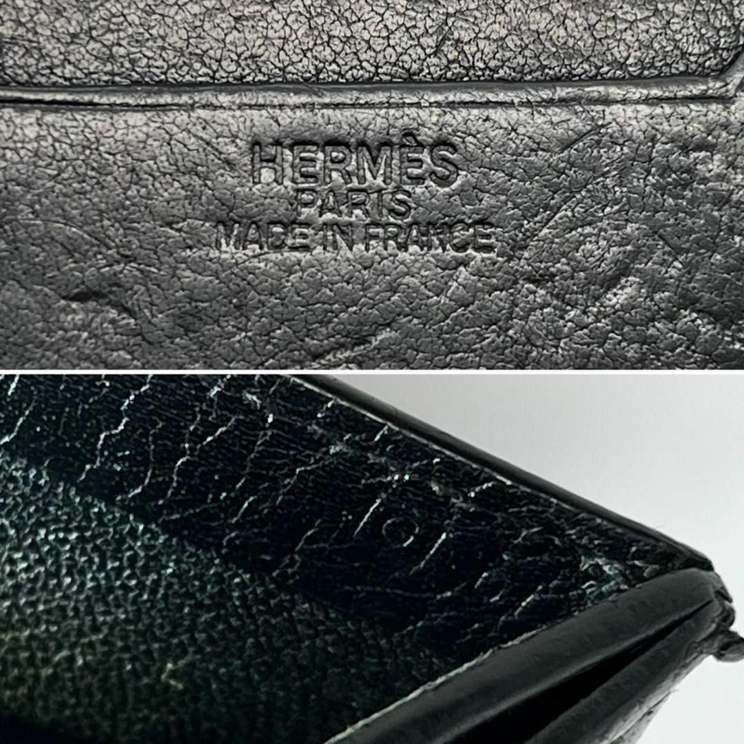 Hermes - 希少❣エルメス ジュラ カーフ 二つ折り 財布 黒 ブラックの